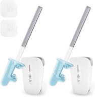 🧼 boomjoy silicone toilet brush with holder 2 packs: flexible brush for effective bathroom cleaning & wall mounted holder in white logo