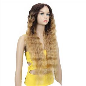 img 3 attached to Joedir Lace Front Wigs 30'' Long Wavy Synthetic Wigs For Women 130% Density Wigs(TAT6/27/24E)
