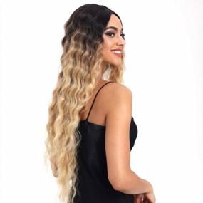 img 2 attached to Joedir Lace Front Wigs 30'' Long Wavy Synthetic Wigs For Women 130% Density Wigs(TAT6/27/24E)