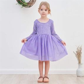 img 2 attached to Stunning Wine Tulle Princess Flower Longsleeve Girls' Dress - Perfect for Special Occasions