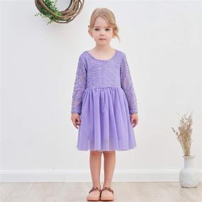 img 3 attached to Stunning Wine Tulle Princess Flower Longsleeve Girls' Dress - Perfect for Special Occasions