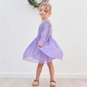 img 1 attached to Stunning Wine Tulle Princess Flower Longsleeve Girls' Dress - Perfect for Special Occasions