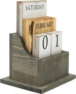 mygift vintage gray solid wood desktop block perpetual calendar, wooden tiles month, date and day logo