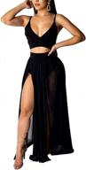 acelyn women's chiffon spaghetti strap crop top high split maxi skirt set 2 piece outfits summer dresses beachwear logo
