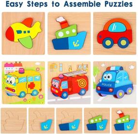 img 2 attached to Montessori Wooden Puzzle Set For Toddlers - Educational Learning Toys For Boys And Girls Aged 1-3 - 6 Pack Of Vehicle Jigsaw Puzzles - Ideal Gifts For 12-18 Months Old Children - Dreampark Toys