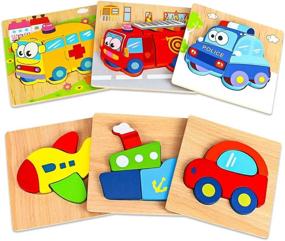 img 4 attached to Montessori Wooden Puzzle Set For Toddlers - Educational Learning Toys For Boys And Girls Aged 1-3 - 6 Pack Of Vehicle Jigsaw Puzzles - Ideal Gifts For 12-18 Months Old Children - Dreampark Toys