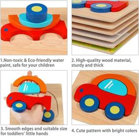 img 1 attached to Montessori Wooden Puzzle Set For Toddlers - Educational Learning Toys For Boys And Girls Aged 1-3 - 6 Pack Of Vehicle Jigsaw Puzzles - Ideal Gifts For 12-18 Months Old Children - Dreampark Toys