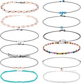 img 4 attached to Women'S 12-Piece Choker Necklace Set - Stylish Shell, Pearl, And Seed Bead Chokers For Vsco Girls, Women, And Teens By PAXCOO