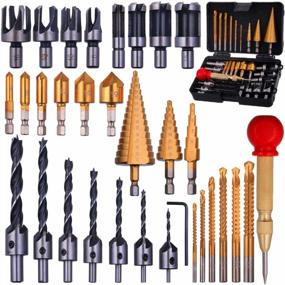 img 4 attached to Rocaris 32 Pack Woodworking Chamfer Drilling Tools, Including Countersink Drill Bits, L-Wrench, Wood Plug Cutter, Step Drill Bit, Center Punch, Cutting Twist Drill Bits