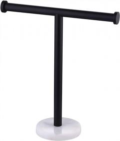 img 4 attached to Stylish And Durable T-Shape Hand Towel Holder Stand With Marble Round Base For Bathroom Vanity Countertop - Matte Black Finish, Made From SUS304 Stainless Steel - KES Towel Rack, BTH205S10-BK