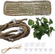 🦎 versatile bearded dragon hammock: reptile lounger & jungle climber with suction cups, flexible leaves, and climbing branches - perfect reptile habitat accessories for chameleon, lizard, gecko, frog, iguana, snake логотип