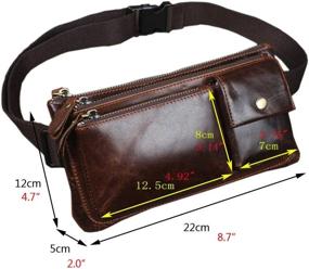 img 3 attached to Leather Waist Pack Fanny Bag Handbag For Men Women Hip Bum Belt Purse Travel Outdoor Running Hiking Camping Cell Phone Clutch Pouch Pocket Coffee