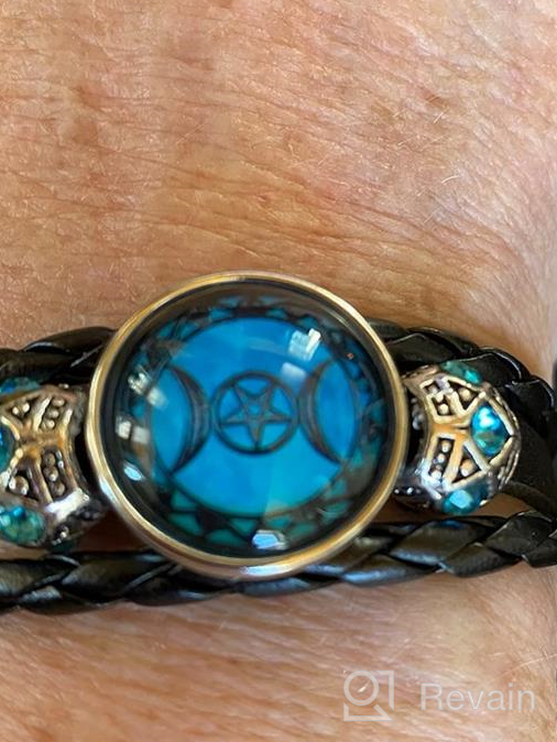 img 1 attached to WUSHIMAOYI Triple Moon Goddess Bracelet: Personalize Your Style with Customizable Braid Leather Jewelry review by Laura Adams