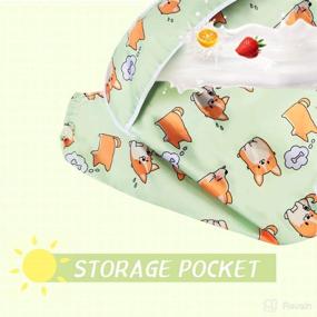img 3 attached to 🌭 Little Dimsum Full Sleeved Feeding Bib 2 Pack - Waterproof Bib Apron with Large Food Pocket - Ideal for Babies & Toddlers, 6-48 Months (Little Puppy/Little Cat)