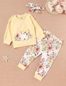 img 3 attached to Infant Girl Fall Winter Outfit 0-3T - Hooded Sweatshirt & Floral Pant Set