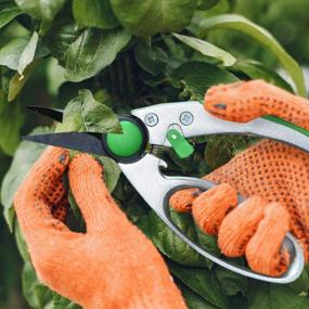 img 1 attached to WilFiks 8-Inch Garden Pruning Shears - Classic Hand Pruner With Comfortable Handle And Shock-Absorbing Spring - Ideal For Trimming Trees, Branches, And Stems - Heavy-Duty Gardening Scissors Tool