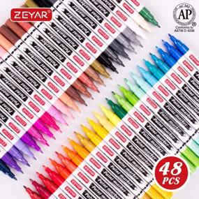 img 3 attached to ZEYAR Oil-Based Paint Markers, Expert Of Rock Painting, Extra Fine Point, 48 Colors, AP Certified. Permanent Ink & Waterproof, Works On Rock, Wood, Glass, Metal, Ceramic And More (48 Colors)