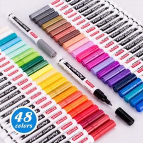 img 4 attached to ZEYAR Oil-Based Paint Markers, Expert Of Rock Painting, Extra Fine Point, 48 Colors, AP Certified. Permanent Ink & Waterproof, Works On Rock, Wood, Glass, Metal, Ceramic And More (48 Colors)