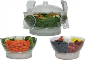 img 4 attached to Large Clear Serving Bowl On Ice With Lid, Tongs & Tray Set - Perfect For Salad Fruit Vegetable Trays Chips Salsa Shrimp Cocktail Punch Seafood Platter – Big Plastic Party Or Holiday Server