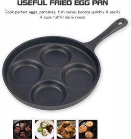img 2 attached to Waykea 4-Cup Cast Iron Fried Egg Pan 9.5” Pancake Pan Burger Omelet Cooker Griddle