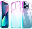 tucch iphone 13 pro case with [glass screen protector], transparent protective slim clear thin anti-scratch tpu full cover, gradient purple and blue logo