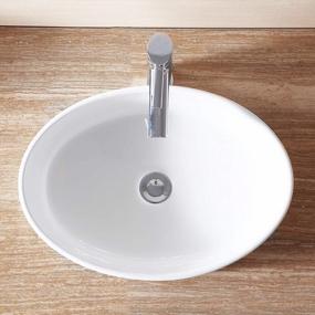 img 3 attached to White Porcelain Ceramic Vessel Sink Bowl Basin W/ Pop-Up Drain - Mecor 20"X13.7" Oval