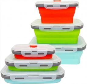 img 4 attached to Collapsible Silicone Food Storage Containers With Airtight Lids - CARTINTS 3-Pack Lunch Box Set Ideal For Travel And Camping - Space-Saving Reusable Silicone Bowls
