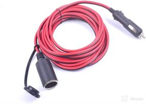 img 4 attached to 🔌 15A 15FT Heavy Duty Cigarette Lighter Socket Extension Cable Cord with Fuse - Premium Quality, 12V 24V Car Ciga Lighter Port Plug &amp; Socket, Copper Wire