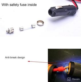 img 2 attached to 🔌 15A 15FT Heavy Duty Cigarette Lighter Socket Extension Cable Cord with Fuse - Premium Quality, 12V 24V Car Ciga Lighter Port Plug &amp; Socket, Copper Wire