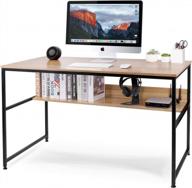 47-дюймовый компьютерный стол для домашнего офиса с книжной полкой и металлическим каркасом - homekoko study table логотип