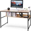 47 inch home office computer desk with storage bookshelf and metal frame - homekoko study table logo