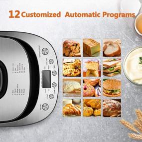 img 3 attached to CROWNFUL 2LB Programmable Bread Maker With 12 Presets, Nonstick Pan & Keep Warm Set - ETL Listed (White)