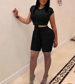 img 2 attached to Women'S Sexy 2 Piece Outfits Crop Top Bodycon High Waist Shorts Tracksuit Set Jumpsuits Rompers