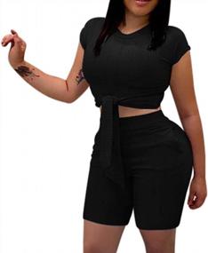 img 4 attached to Women'S Sexy 2 Piece Outfits Crop Top Bodycon High Waist Shorts Tracksuit Set Jumpsuits Rompers