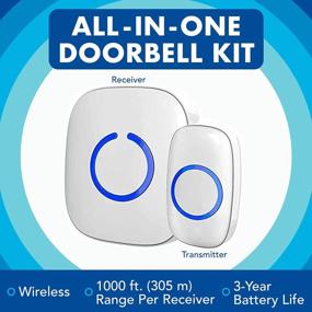 img 3 attached to Wireless Doorbell For Homes, Apartments, Businesses, And Classrooms - Easy-To-Use With 2 Door Ringers & 1 Plug-In Chime Receiver - Battery Operated And LED Flash - SadoTech (White)