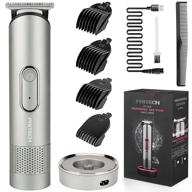 pritech hair trimmer for men, women and kids, rechargeable hair clippers, beard trimmer, home hair cut kit, cordless barber grooming sets, waterproof body trimmer, groin hair trimmer, nebula gray logo