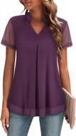 chic, comfortable and loose: miusey women's mesh blouses with short sleeves and casual v necklines logo