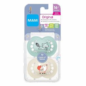 img 3 attached to MAM Baby Pacifier With Original Matte Finish, Nipple Shape For Healthy Oral Development, Sterilizer Case For Boys 16+ Months (2 Pack)