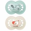 mam baby pacifier with original matte finish, nipple shape for healthy oral development, sterilizer case for boys 16+ months (2 pack) logo