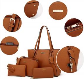 img 3 attached to Women'S Fashion Handbag Wallet Tote Shoulder Bag Top Handle Satchel Purse Set 4Pcs