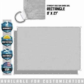img 3 attached to TANG Sunshades Depot Light Grey 9'X27' 180 GSM Custom Sized Straight Edge Hemmed Side Sun Shade Sail With Rustless Grommets And Stainless D-Rings For Patio, Awning, Garden, Pergola Or Gazebo