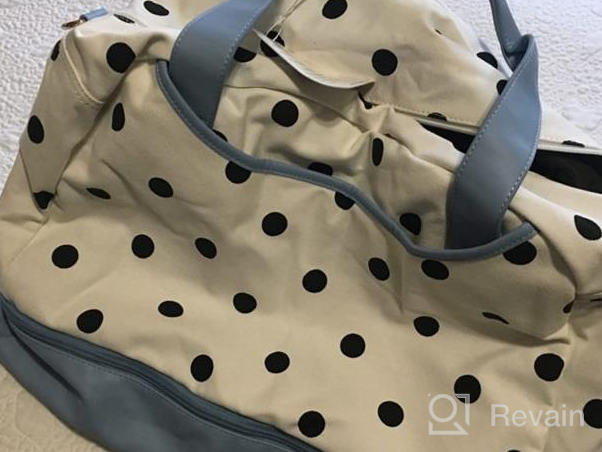 img 1 attached to Canvas Polka Dot Weekender Bag For Women - Duffle Bag With Shoe Compartment - Perfect Christmas Gift For Her In Blue review by Ron Kishore