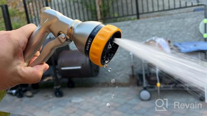 img 1 attached to Heavy Duty Metal Garden Hose Nozzle Sprayer - 4 High Pressure Watering Modes For Plants, Lawns, Car Washing, Patio & Pet Care review by Johnathan Stoner