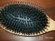 img 1 attached to Boar Bristle Hair Brush For All Hair Types With Wooden Comb & Travel Bag - Perfect Gift For Women, Men, And Kids review by Brian Evans