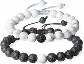 img 4 attached to AMORWING His And Hers Onyx Stone Couple Bracelets