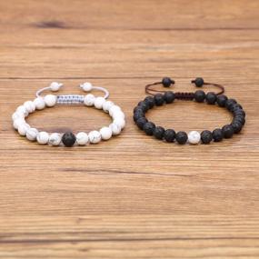 img 1 attached to AMORWING His And Hers Onyx Stone Couple Bracelets