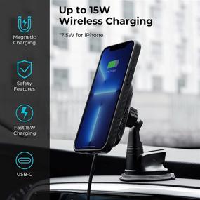 img 3 attached to 📱 PITAKA MagEZ Car Mount Pro - Magnetic Car Phone Holder with Cooling Fan for iPhone 13 Series, Galaxy S22 & MagSafe Compatible Cases - Wireless Charging - Suction Cup