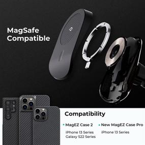 img 1 attached to 📱 PITAKA MagEZ Car Mount Pro - Magnetic Car Phone Holder with Cooling Fan for iPhone 13 Series, Galaxy S22 & MagSafe Compatible Cases - Wireless Charging - Suction Cup