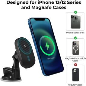 img 2 attached to 📱 PITAKA MagEZ Car Mount Pro - Magnetic Car Phone Holder with Cooling Fan for iPhone 13 Series, Galaxy S22 & MagSafe Compatible Cases - Wireless Charging - Suction Cup