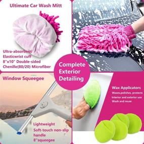 img 3 attached to 🚘 Complete Car Wash Kit: 18 Essential Accessories for Perfect Exterior & Interior Cleaning - Including Cleaning Gel, Microfiber Cloth, Mitt, Duster, and Applicator. Get the Ultimate Pink Car Detailing Kit!
